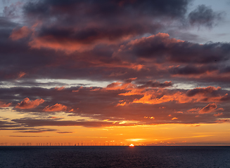 Image showing Sunset with Rampion Wind Farm