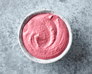 Image showing bowl of beetroot hummus