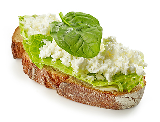 Image showing breakfast sandwich with cottage cheese