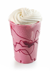 Image showing cherry milk shake with whipped cream