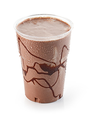 Image showing  chocolate milkshake in plastic take away cup