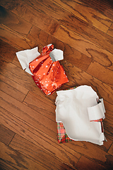 Image showing Left over Christmas gift wrapping paper