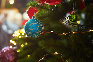 Image showing Decorated Christmas tree with light string