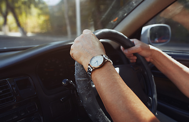 Image showing Senior 65-70 years man driving car