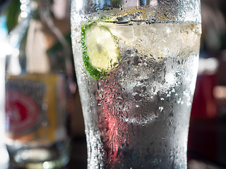 Image showing Glass of cold soda water