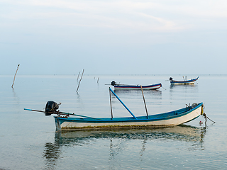 Image showing Boats at dawn in Surat Thani, Thailand