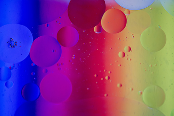 Image showing Rainbow abstract defocused background picture made with oil, water and soap