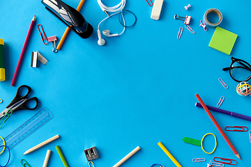 Image showing stationery or school supplies on blue background