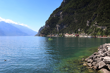 Image showing Riva del Garda town in Trentino, by Lago di Garda lake, in Italy