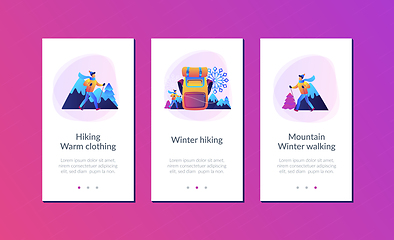 Image showing Winter hiking app interface template.