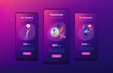 Image showing Feminism app interface template.