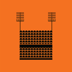 Image showing Stadium tribune with seats and light mast icon