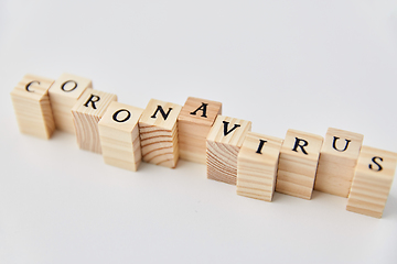 Image showing coronavirus word on wooden toy blocks on white