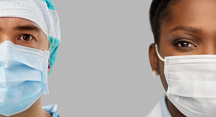 Image showing close up of doctors in protective medical masks