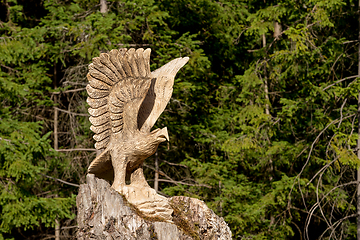 Image showing big wooden eagle statue