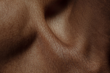 Image showing Texture of human skin. Close up of african-american male body