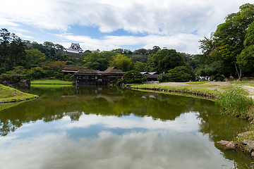 Image showing Hikone castle in Genkyuen Garden