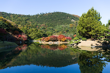 Image showing Traditional Japanese Ritsurin Garden in autumn