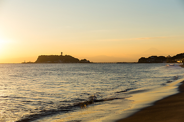 Image showing Shonan Beach at sunset