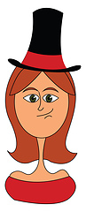 Image showing A lady in hat vector or color illustration