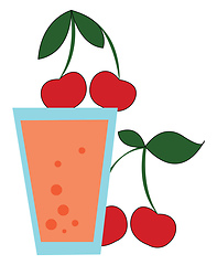 Image showing Fresh cherry juice vector or color illustration