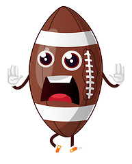 Image showing Rugby ball is afraid and yell, illustration, vector on white bac