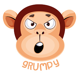 Image showing Monkey is feeling grumpy, illustration, vector on white backgrou