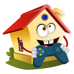 Image showing House is playing games, illustration, vector on white background