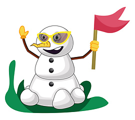 Image showing Snowman with flag illustration vector on white background