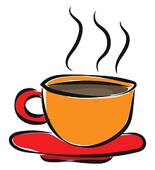 Image showing Evening coffee time/Coffee cup with steaming hot coffee vector o