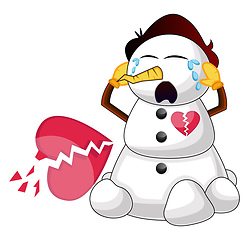 Image showing Broken snowman illustration vector on white background