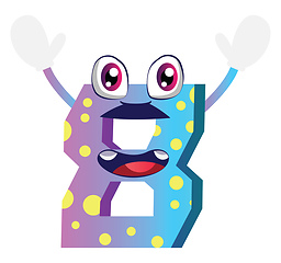 Image showing Number eiight monster with hands up illustration vector on white
