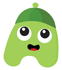 Image showing A green monster with green hat vector or color illustration