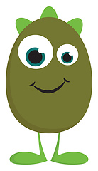 Image showing A cute green monster with three horns vector or color illustrati