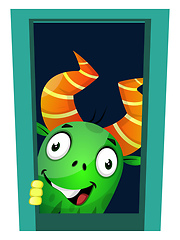 Image showing Monster looking through the window, illustration, vector on whit