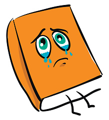 Image showing Emoji of a crying orange book vector or color illustration