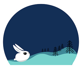 Image showing Clipart of a beautiful white-colored arctic hare vector or color