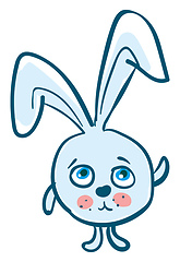 Image showing A sad blue rabbit vector or color illustration