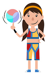 Image showing Cartoon girl spinning a ball on her finger illustration vector o