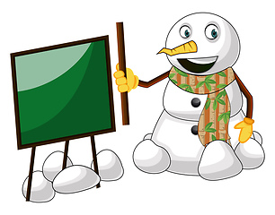 Image showing Snowman with blackboard illustration vector on white background