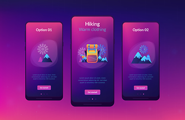 Image showing Winter hiking app interface template.