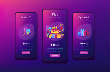 Image showing Kids birthday app interface template.