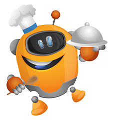 Image showing Robotic chef illustration vector on white background