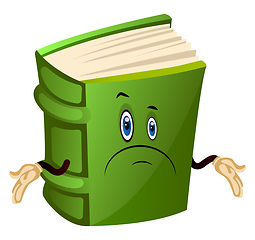 Image showing Green book is confused, illustration, vector on white background