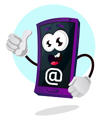 Image showing Mobile emoji with monkey a sign illustration vector on white bac