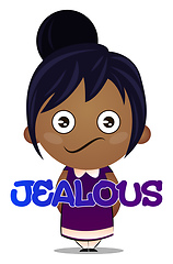 Image showing Little girl is feeling jealous, illustration, vector on white ba