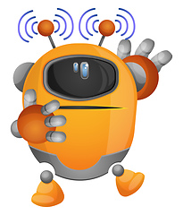Image showing Yellow robot emitting electromagnetic waves illustration vector 