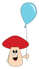 Image showing Mushroom holding a baloon illustration vector on white backgroun
