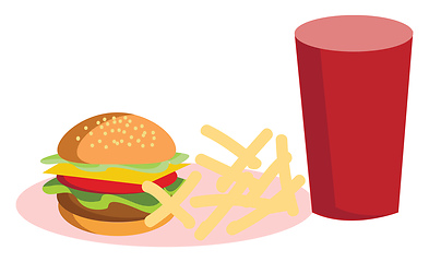 Image showing Burger french fries and coke 