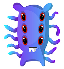 Image showing Six-eyed blue monster with tentacles illustration vector on whit
